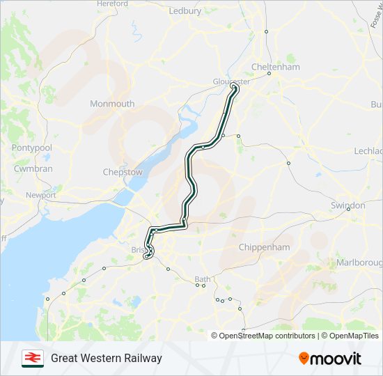 GREAT WESTERN RAILWAY Train Line Map