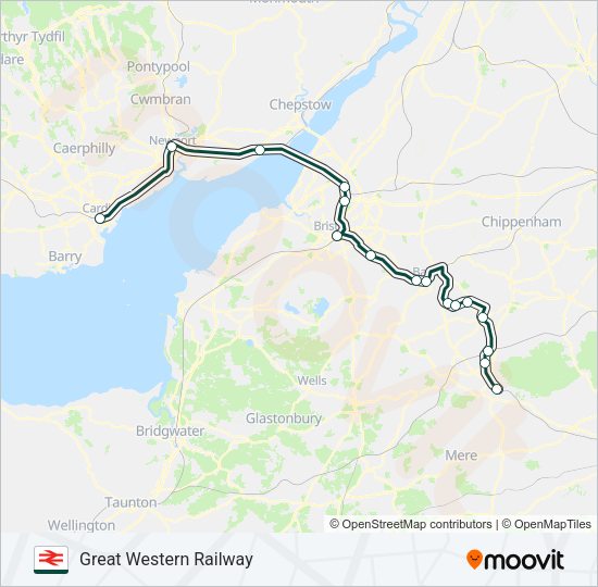 GREAT WESTERN RAILWAY Train Line Map