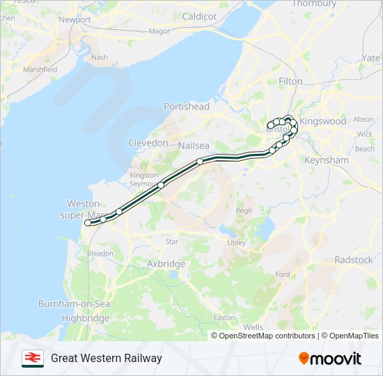 GREAT WESTERN RAILWAY Train Line Map