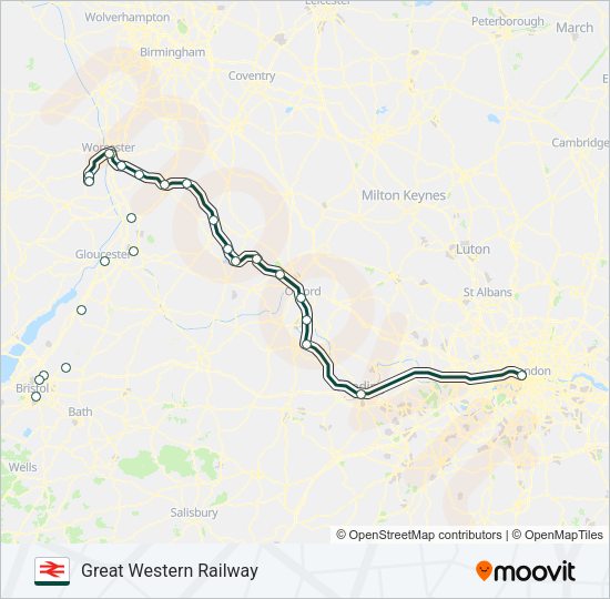 GREAT WESTERN RAILWAY Train Line Map