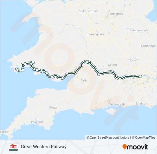 GREAT WESTERN RAILWAY Train Line Map