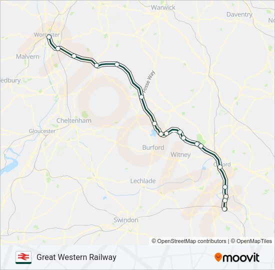 GREAT WESTERN RAILWAY Train Line Map