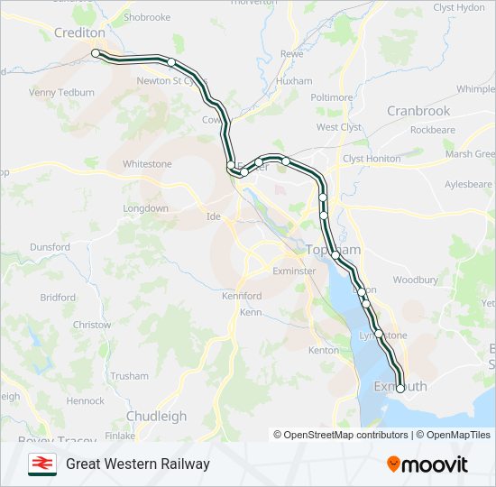 GREAT WESTERN RAILWAY Train Line Map