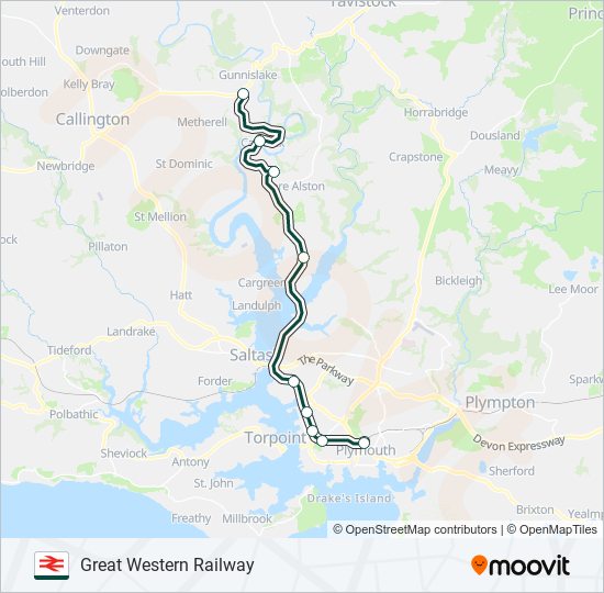 great western railway Route: Schedules, Stops & Maps - Gunnislake (Updated)