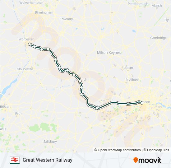 GREAT WESTERN RAILWAY Train Line Map