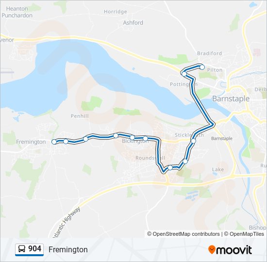 904 bus Line Map