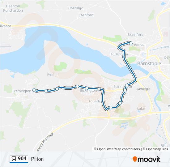 904 bus Line Map