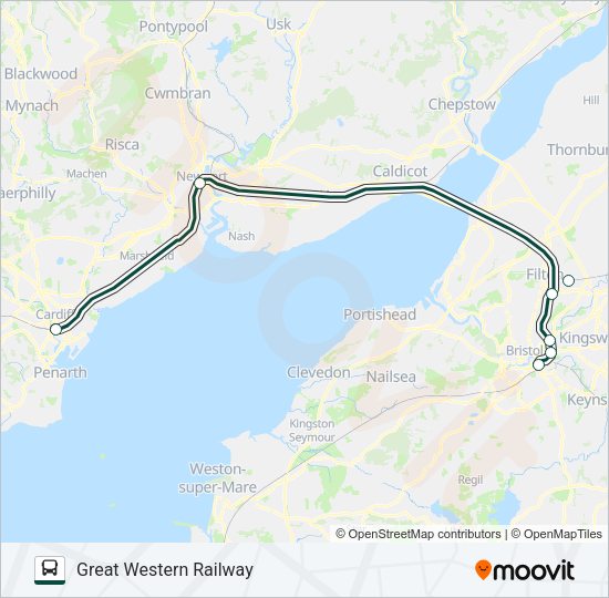 GREAT WESTERN RAILWAY Bus Line Map