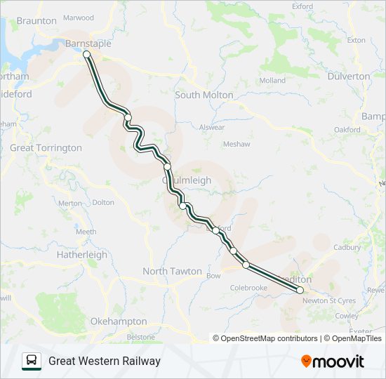 GREAT WESTERN RAILWAY Bus Line Map
