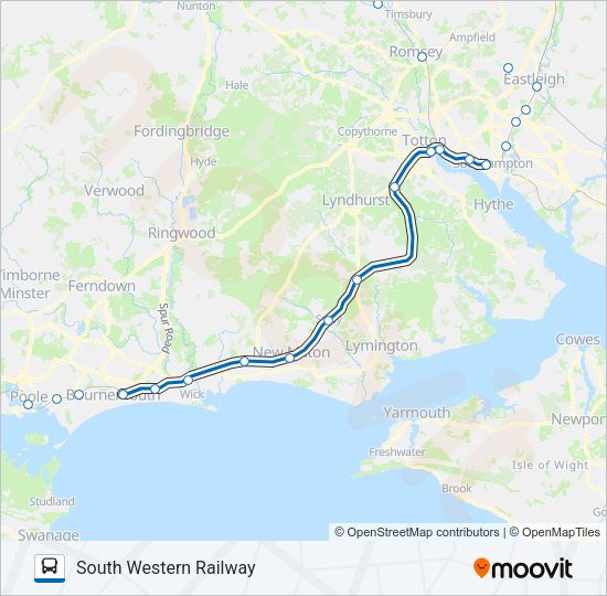 SOUTH WESTERN RAILWAY Bus Line Map