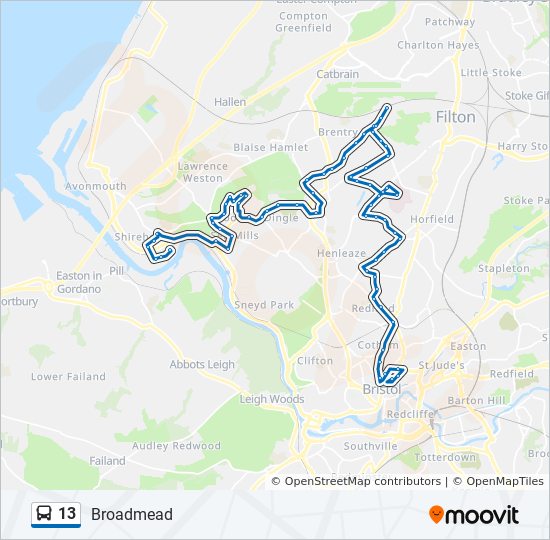 Bus 13 Route Map 13 Route: Schedules, Stops & Maps - Broadmead (Updated)