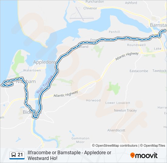 21 bus Line Map