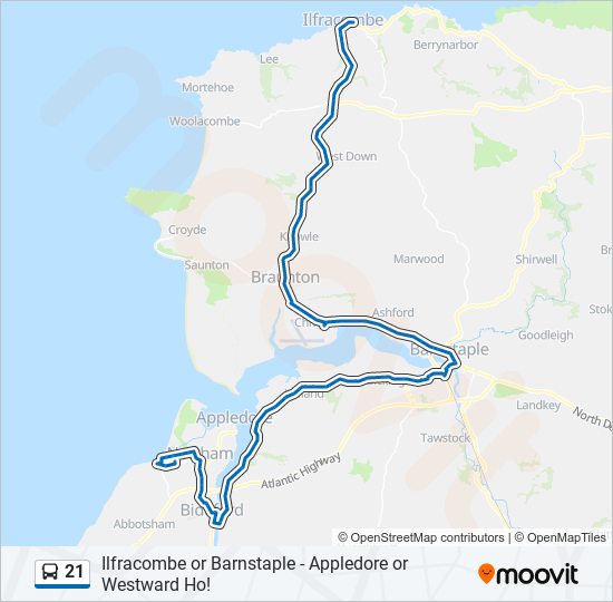 21 bus Line Map