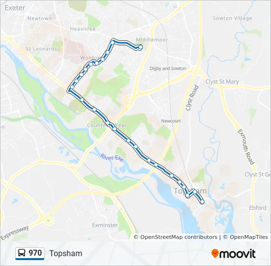 Bus 970 Route Map 970 Route: Schedules, Stops & Maps - Topsham (Updated)