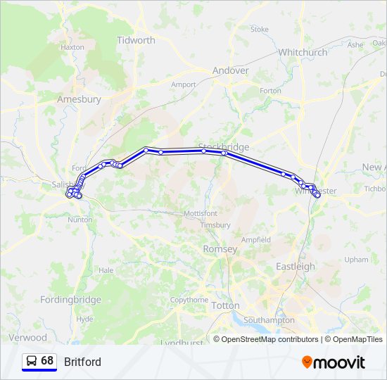 Bus 68 Route Map 68 Route: Schedules, Stops & Maps - Britford (Updated)