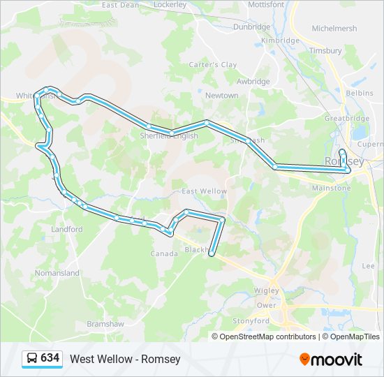 634 Route: Schedules, Stops & Maps - Romsey (Updated)