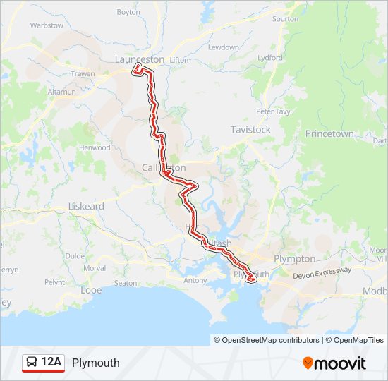 12A Bus Line Map