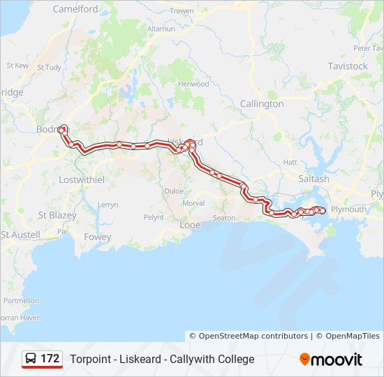 Bus 172 Route Map 172 Route: Schedules, Stops & Maps - Plymouth City Centre (Updated)