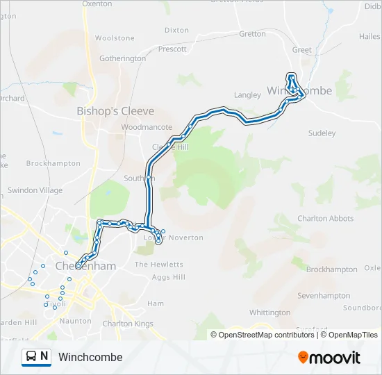 N Bus Line Map
