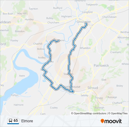 65 bus Line Map