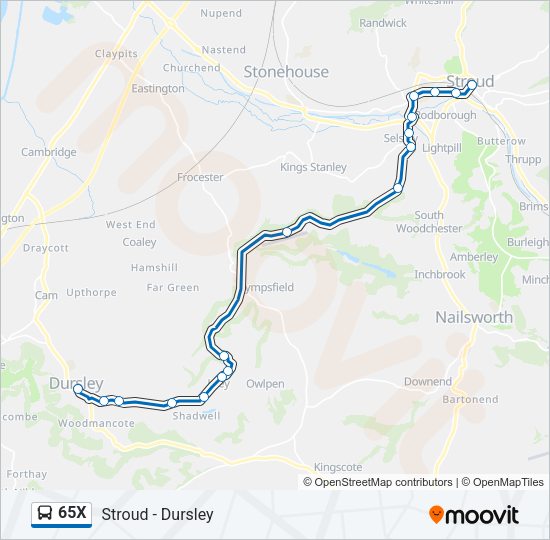 65X Bus Line Map