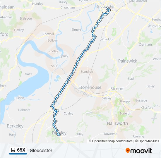65X Bus Line Map