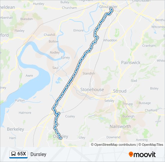 65X Bus Line Map