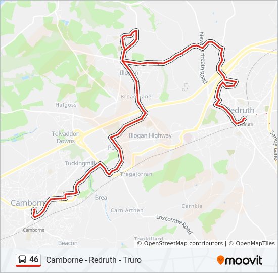 Bus 46 Route Map 46 Route: Schedules, Stops & Maps - Camborne (Updated)