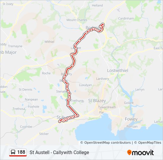 Bus 188 Route Map 188 Route: Schedules, Stops & Maps - St Austell (Updated)