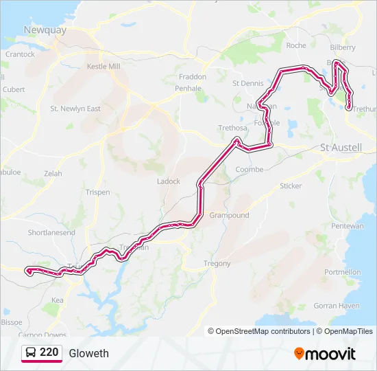 220 Bus Line Map