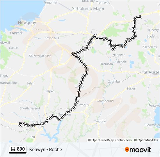 890 Bus Line Map