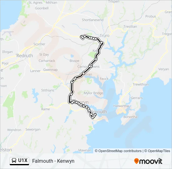 U1X Bus Line Map