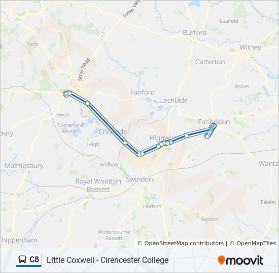 C8 Bus Route Map C8 Route: Schedules, Stops & Maps - Cirencester (Updated)