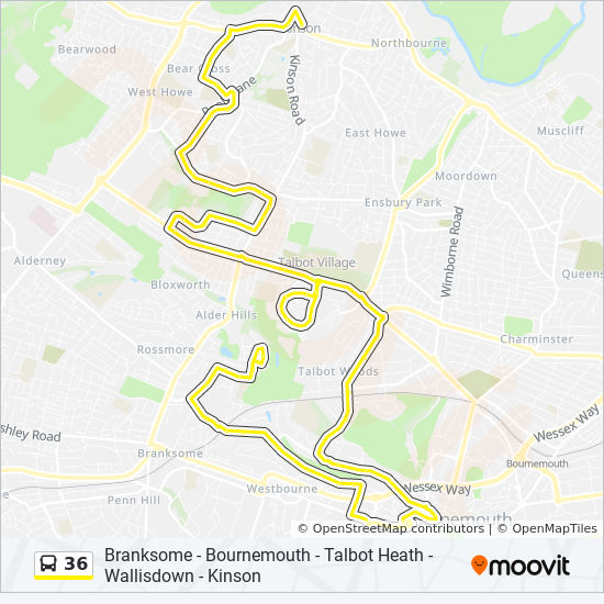 Bus 36 Route Map 36 Route: Schedules, Stops & Maps - Kinson (Updated)