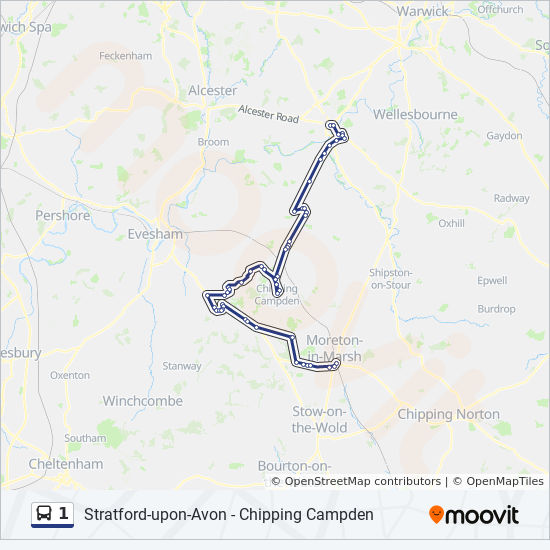 Bus Routes In My Area 1 Route: Schedules, Stops & Maps - Moreton-In-Marsh (Updated)