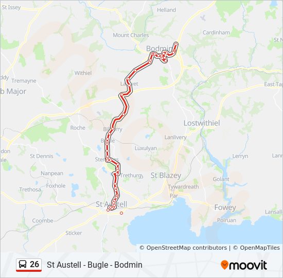 Bus 26 Route Map 26 Route: Schedules, Stops & Maps - Bodmin (Updated)