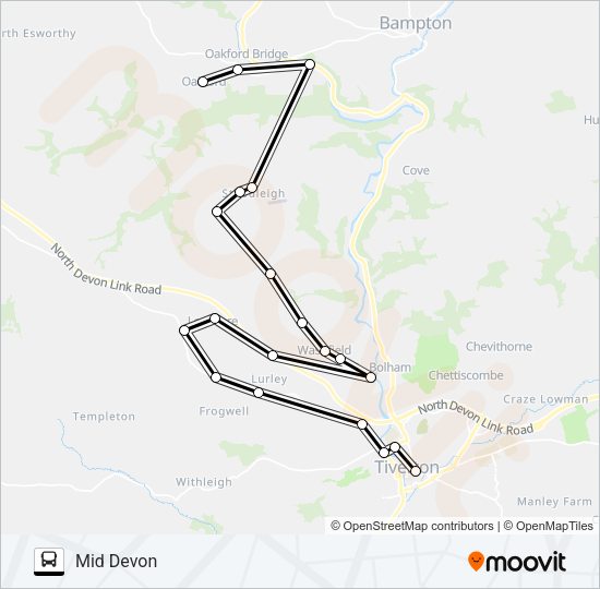 EXE VALLEY MARKET AND COMMUNITY BUS  Line Map