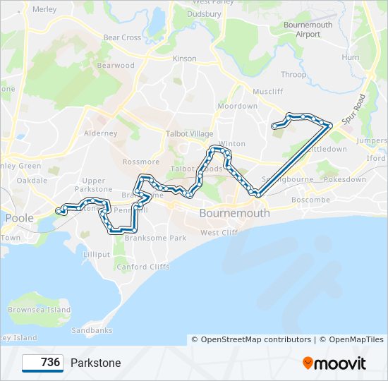 736 bus Line Map