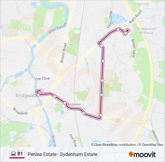 B1 Bus Route Map B1 Route: Schedules, Stops & Maps - Bridgwater (Updated)