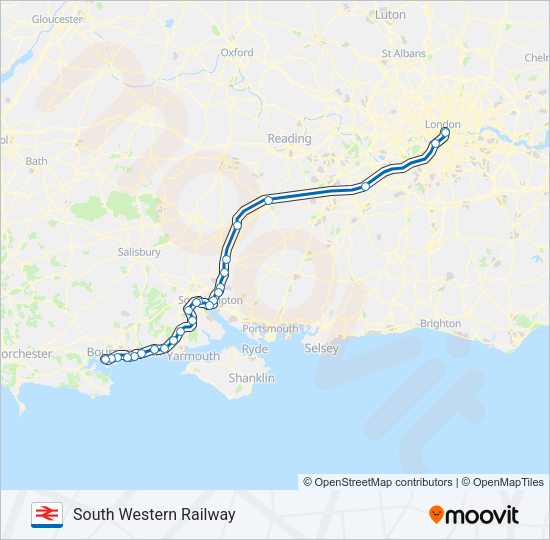 SOUTH WESTERN RAILWAY Train Line Map