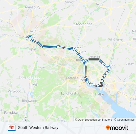 SOUTH WESTERN RAILWAY train Line Map