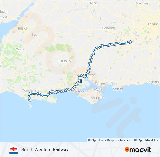 SOUTH WESTERN RAILWAY Train Line Map