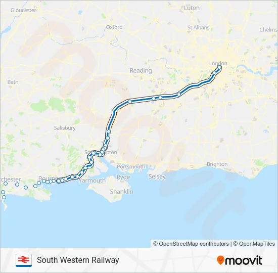 SOUTH WESTERN RAILWAY Train Line Map