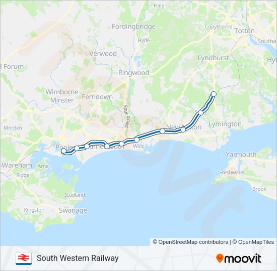 SOUTH WESTERN RAILWAY Train Line Map