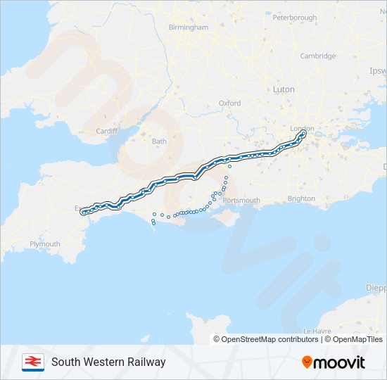 SOUTH WESTERN RAILWAY Train Line Map