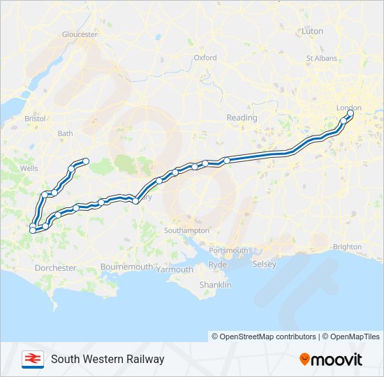 SOUTH WESTERN RAILWAY Train Line Map