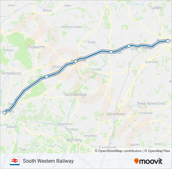 SOUTH WESTERN RAILWAY train Line Map
