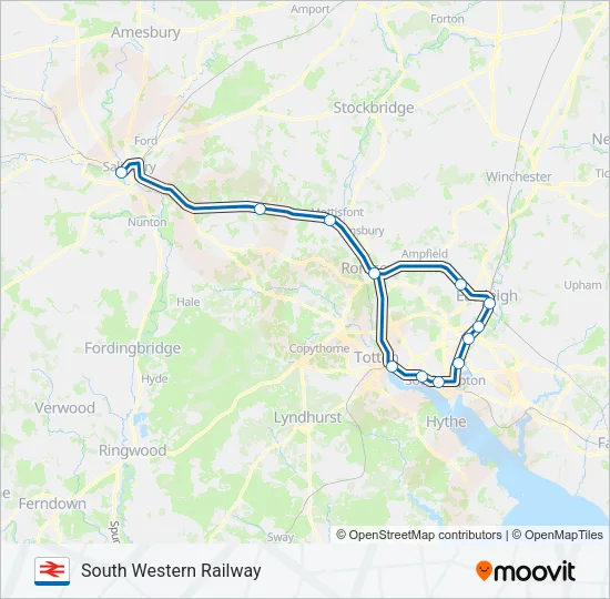 SOUTH WESTERN RAILWAY Train Line Map
