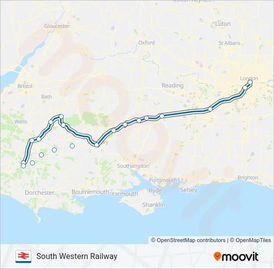 SOUTH WESTERN RAILWAY Train Line Map