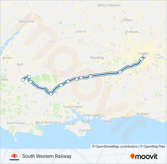 SOUTH WESTERN RAILWAY Train Line Map